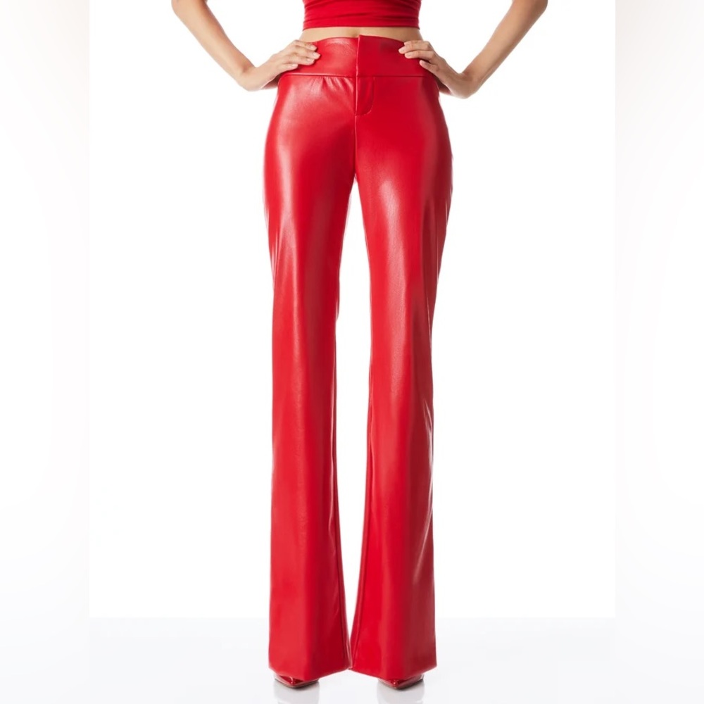 OLIVIA VEGAN LEATHER BOOTCUT PANT Alice and Olivia